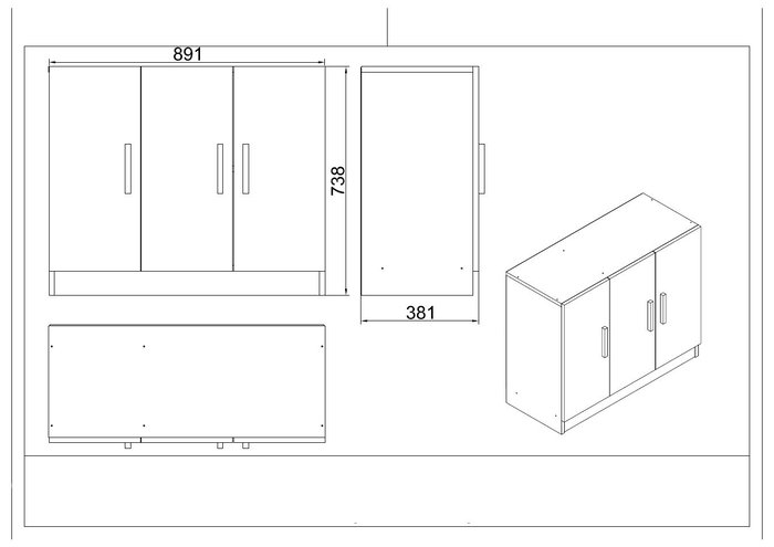 Hanah Home Vo17-Ob Conjunto de muebles de oficina Roble y negro